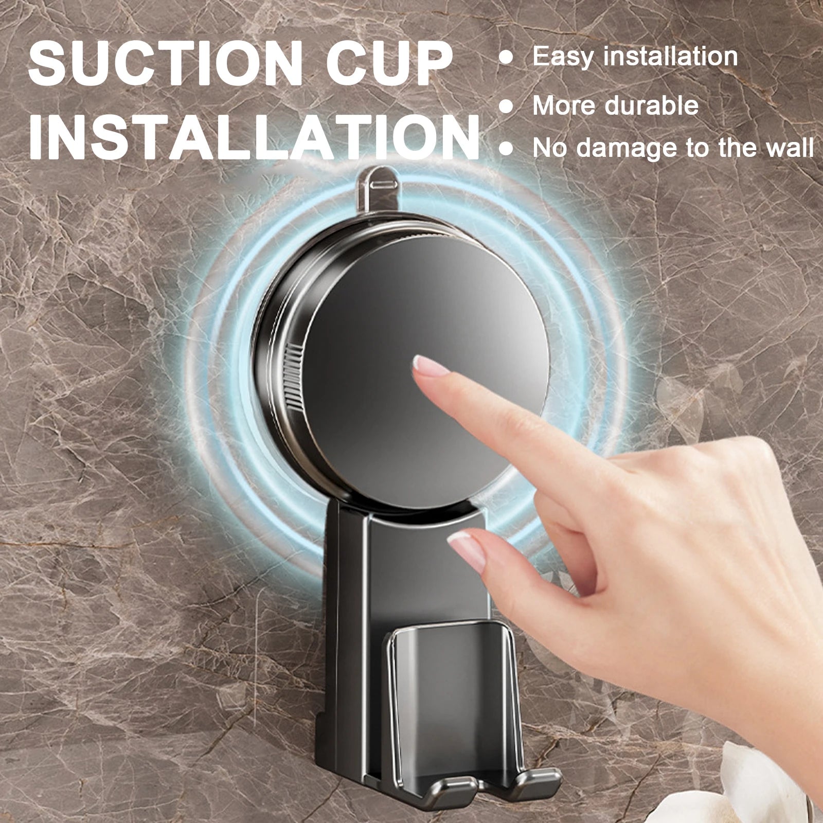 Suction Cup Toothbrush Holder With Squeezer Perforation-free Bathroom Shelf Mouthwash Cup Toothbrush Holder