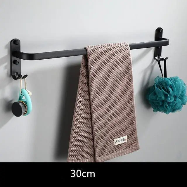 SHBSHAIMY Space Aluminum Towel Hanger Wall Mounted Towel Rack Bathroom Fashion White Towel Bar Rail Matte White Towel Holder