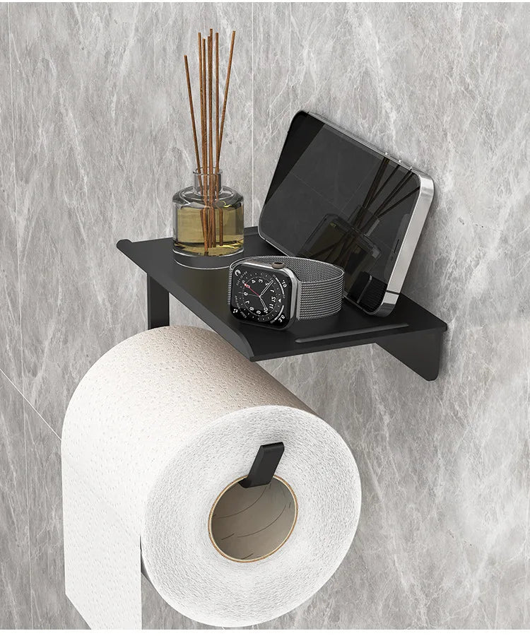 No Punching Toilet Paper Roll Holder Self Adhesive in Bathroom Tissue Paper Holder Plastic Easy Installation Paper Roll Holder