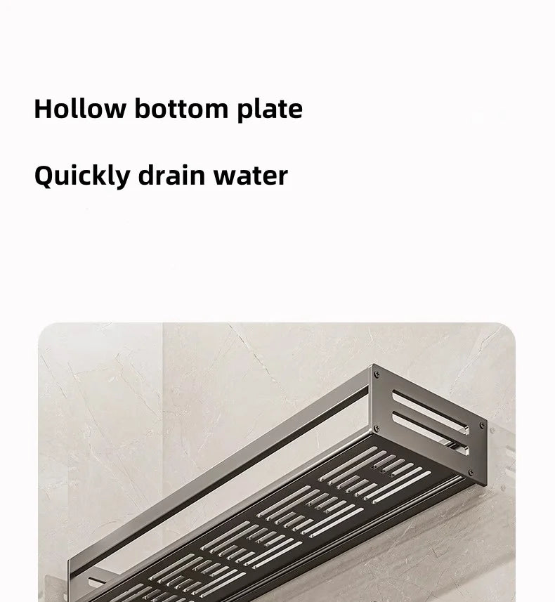 Shower Corner Shelf Without Drilling Aluminum Bathroom Shelf With Towel Bar Shampoo Holder Toilet Rack Bathroom Accessories