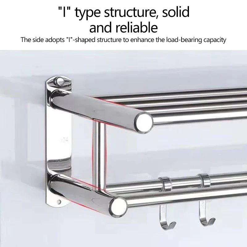 Stainless Steel Bath Towel Rack Perforation-free Hotel Hotel Bathroom Rack Towel Rack Towel Bar Bathroom Shelves