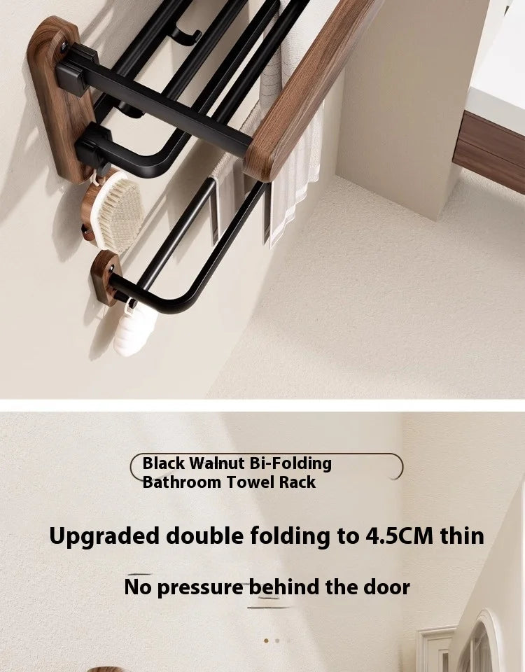 Walnut bathroom towel rack, high-end bath towel storage rack, bathroom shelf, bathroom pendant