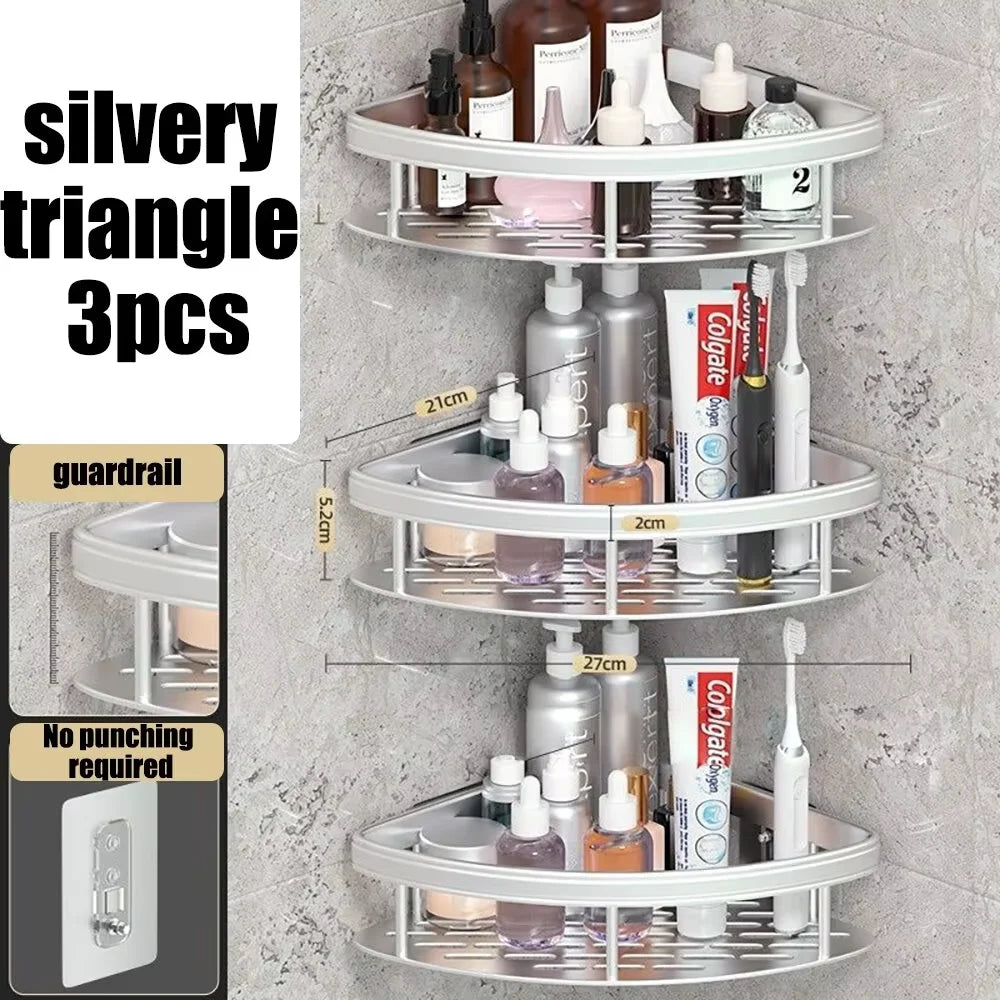 Three legged rack wall hanging corner rectangular bracket wall mounted shower shampoo rack bathroom rack towel rack bracket
