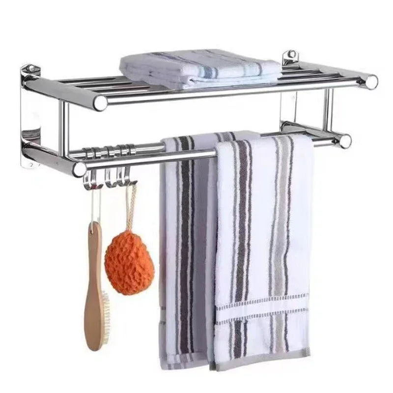 Stainless Steel Bath Towel Rack Perforation-free Hotel Hotel Bathroom Rack Towel Rack Towel Bar Bathroom Shelves
