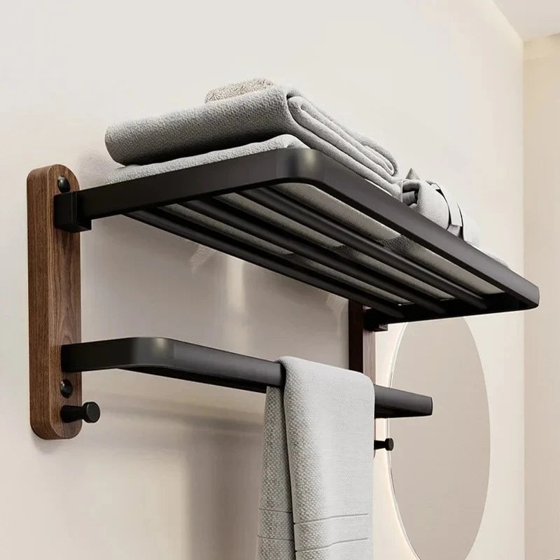 Walnut bathroom towel rack, high-end bath towel storage rack, bathroom shelf, bathroom pendant