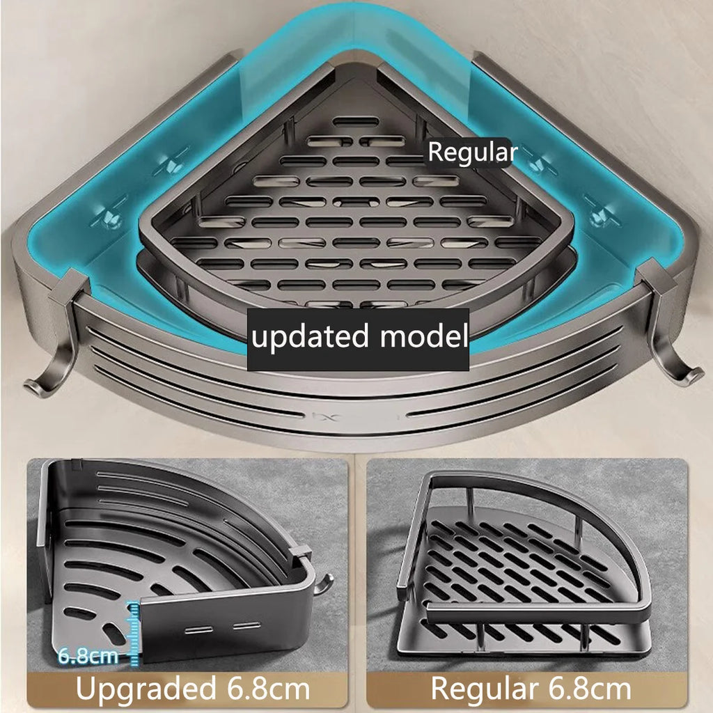 1-2PCS Shower Corner Shelf with Hook Towel Bar No Drill Space Aluminum Shower Storage Rack Bathroom Organizer