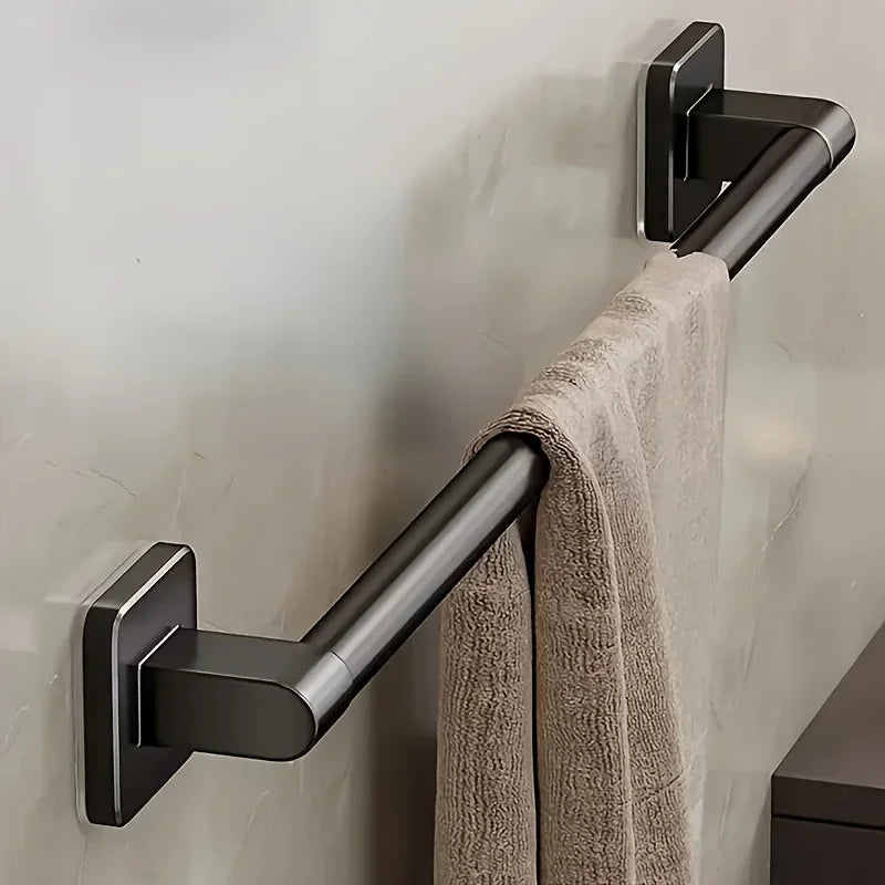 Bathroom Towel Holder White Without Drilling Bathroom Black Towel Rack TowelBar Self-Adhesive Bathroom Towel Rack TowelRail