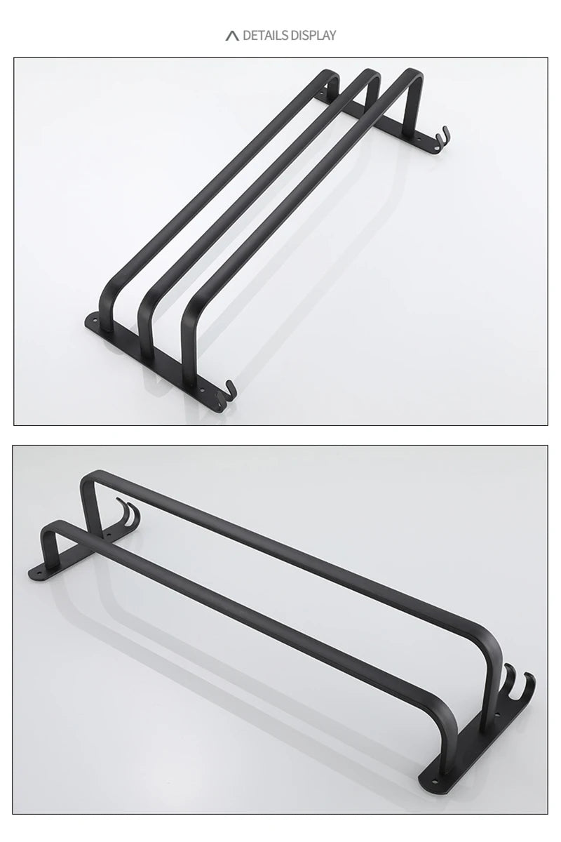 SHBSHAIMY Space Aluminum Towel Hanger Wall Mounted Towel Rack Bathroom Fashion White Towel Bar Rail Matte White Towel Holder