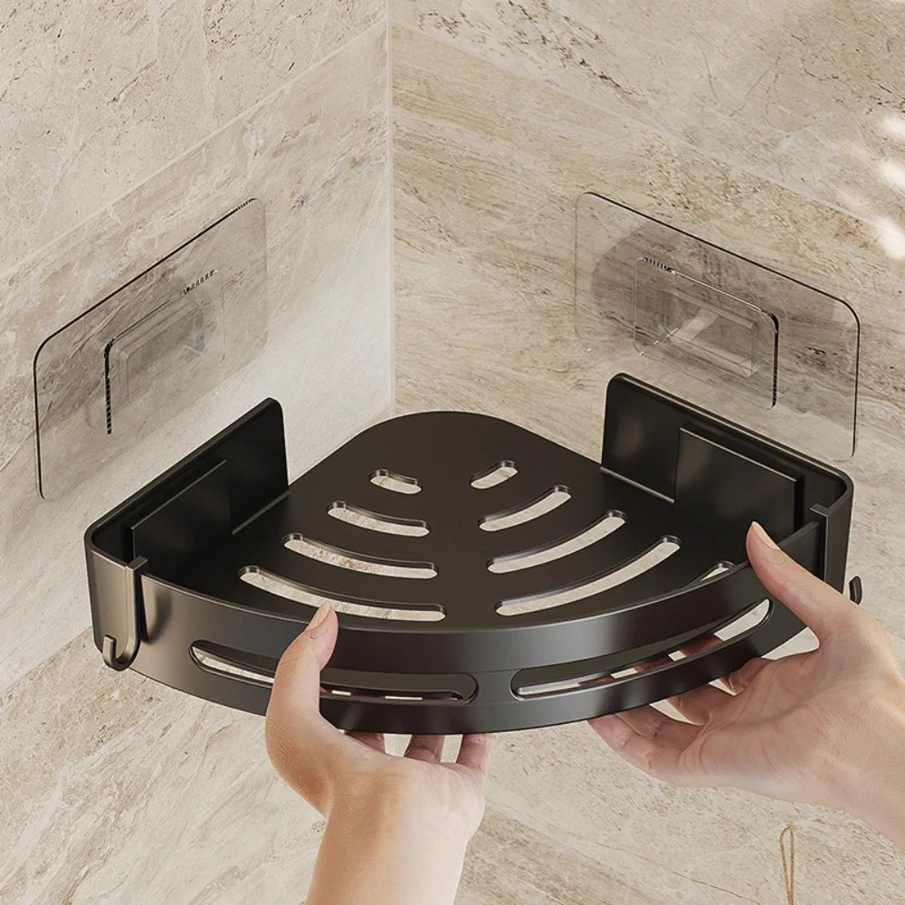 1/2/3pcs Plastic Bathroom Storage Rack Shampoo Holder Adhensive Shower Caddy Shelves Storage No Drill Shelf Corner Towel Shelves