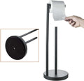 Stainless Steel Standing Toilet Paper Holder, Black Freestanding Toilet Paper Holder, Bathroom Toilet Paper Holder with Storage
