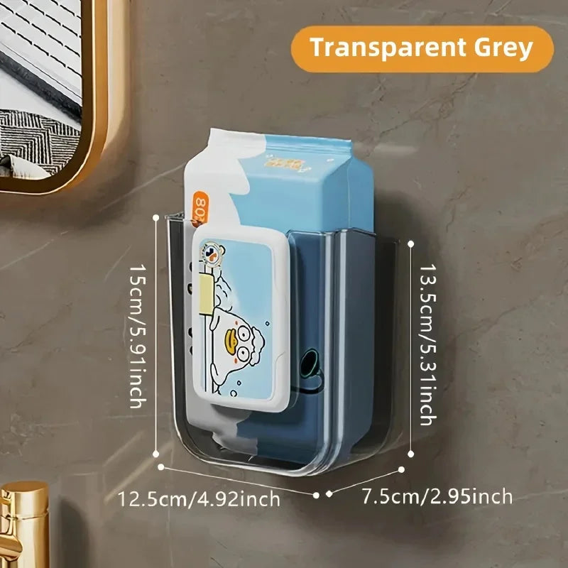 Bathroom non perforated wall mounted wet wipe storage box,tissue storage box with large opening and strong load-bearing capacity