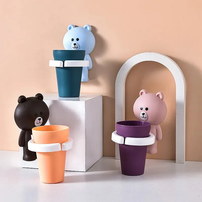 Bathroom Supplies Kids Toothbrush Holder Wall Mount Paste Baby Toothbrushing Cup Safe Non-toxic Wash Cup Strong Anti-Fall