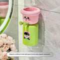 Cartoon Magnetic Toothbrush Holder Punch-Free Upside down Wall Mounted Bathroom Storage Rack Gargle Cup Organizer
