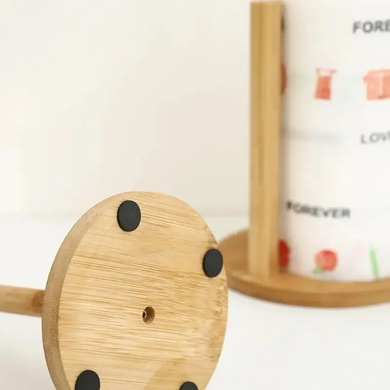 Wood Paper Towel Holder Durable Anti-Skid Tissue Vertical Stand Rack Hook For Kitchens Bathrooms Living Rooms Restaurant