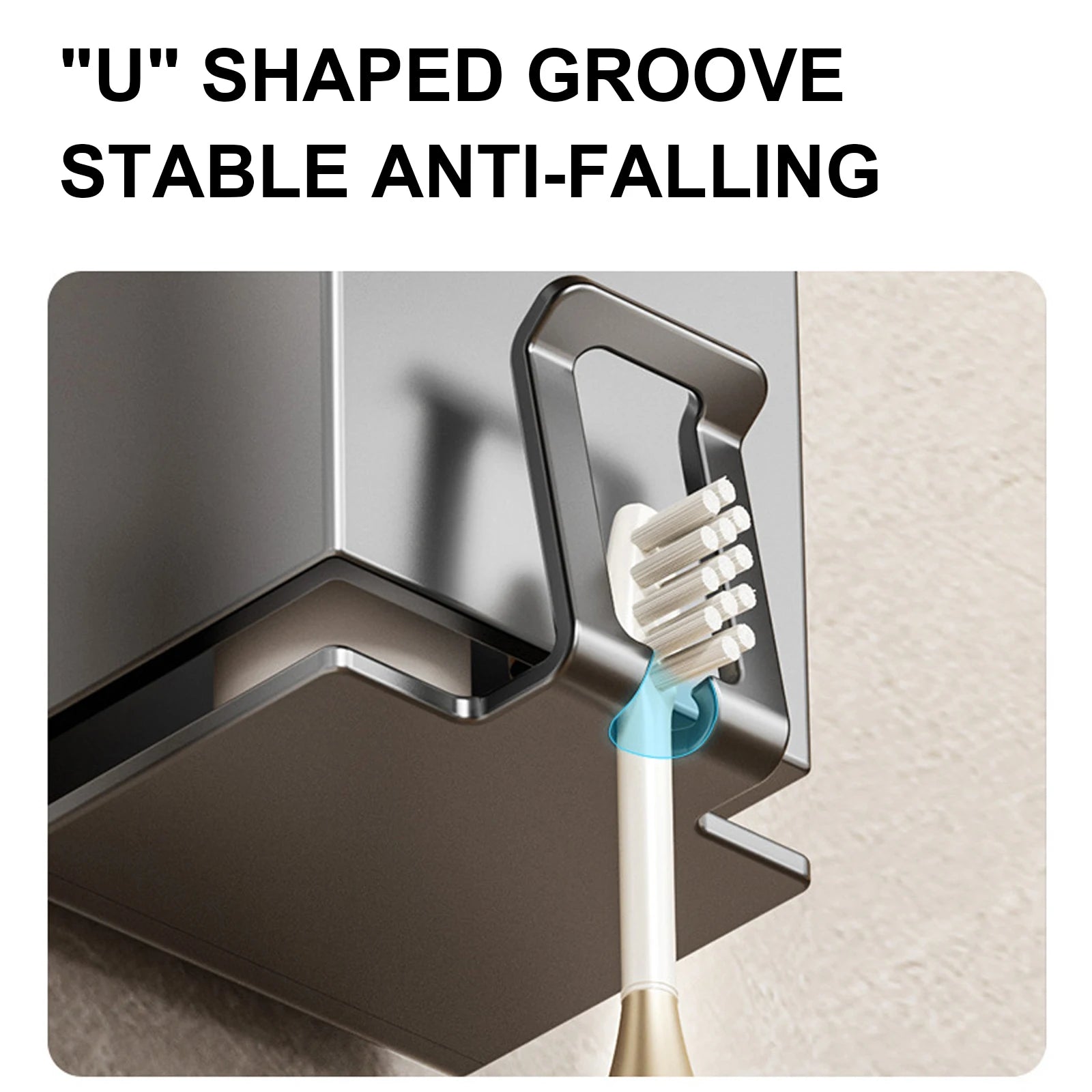 Suction Cup Toothbrush Holder With Squeezer Perforation-free Bathroom Shelf Mouthwash Cup Toothbrush Holder