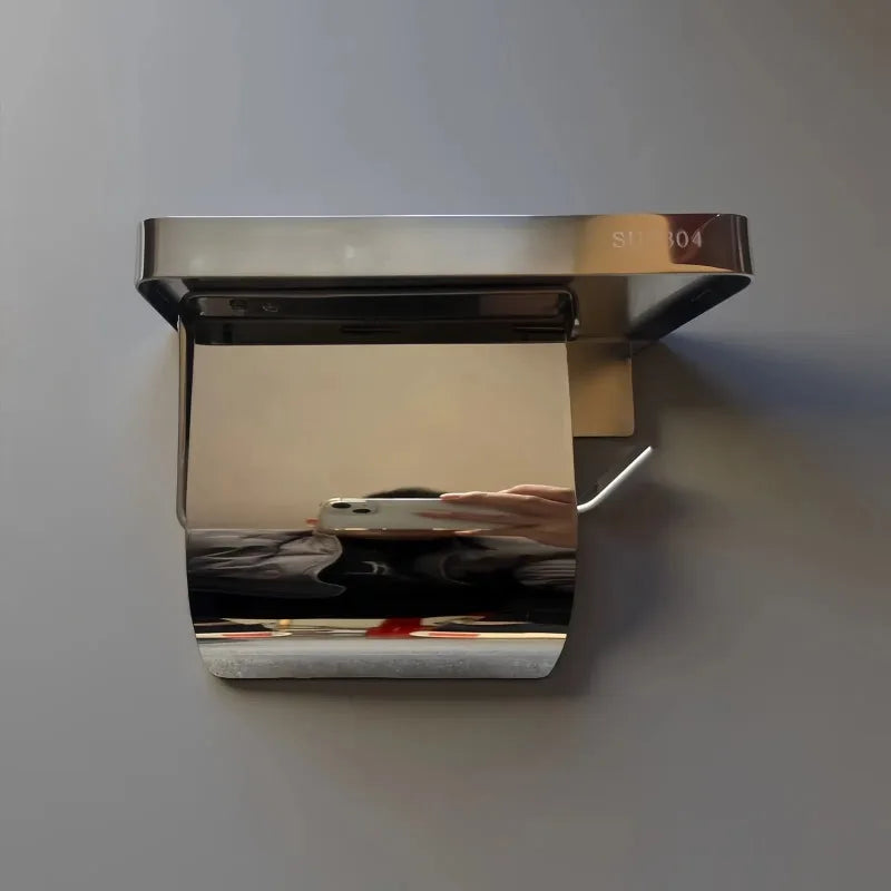 Bathroom 304 stainless steel tissue holder, two installation methods for toilet paper roll holder
