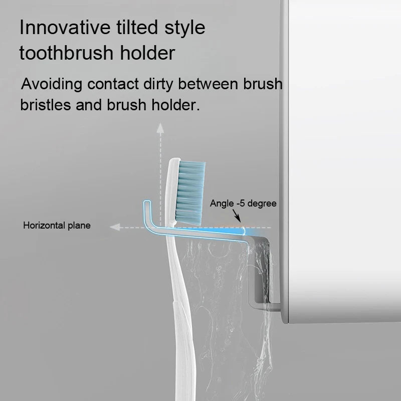 ECOCO Toothbrush Holder and Cup Set Wall Mount Bathroom Accessory Punch Free Mouthwash Holder for Single Home School Student