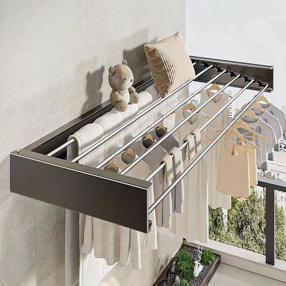 Voltsify Space-Saving Wall-Mounted Foldable Towel Rack, Aluminum Alloy Drying Shelf for Bathroom, Kitchen & Laundry Room