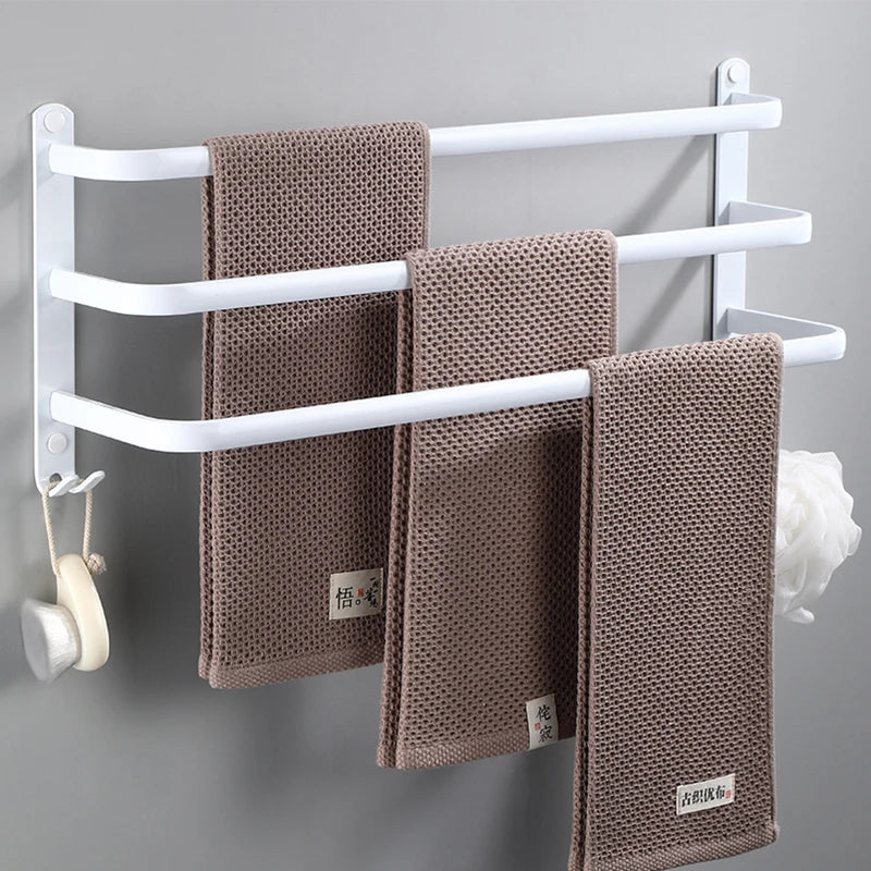 SHBSHAIMY Space Aluminum Towel Hanger Wall Mounted Towel Rack Bathroom Fashion White Towel Bar Rail Matte White Towel Holder