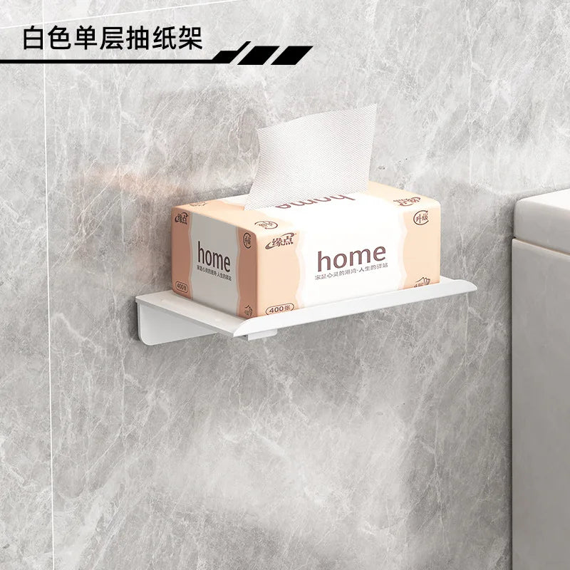 No Punching Toilet Paper Roll Holder Self Adhesive in Bathroom Tissue Paper Holder Plastic Easy Installation Paper Roll Holder