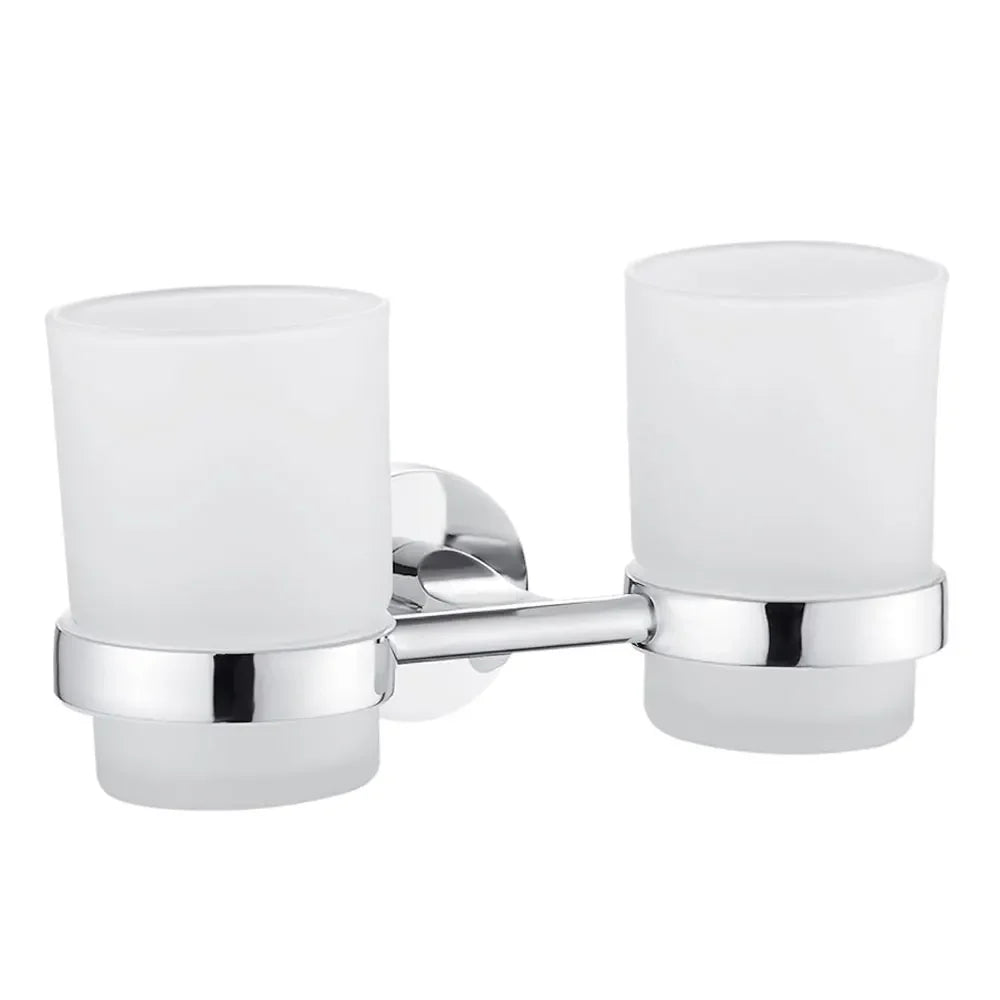 Toothbrushing Cup Bathroom Supplies Double Tumbler Cup Holder  Toothbrush Holder Wall Mount Cup Strong Anti-Fall Bath Accessori