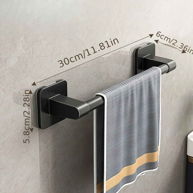 Bathroom Towel Holder White Without Drilling Bathroom Black Towel Rack TowelBar Self-Adhesive Bathroom Towel Rack TowelRail