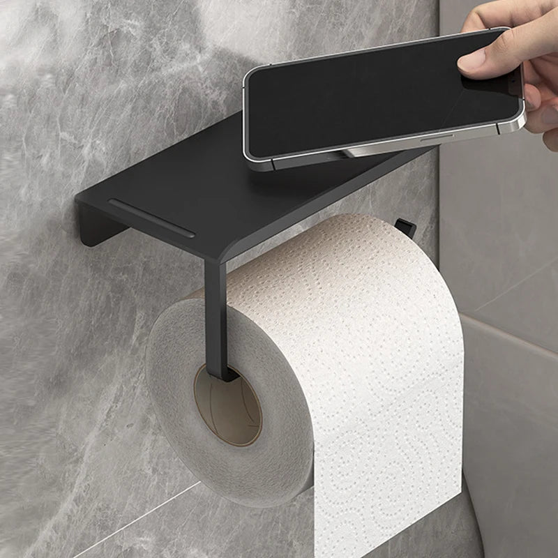 No Punching Toilet Paper Roll Holder Self Adhesive in Bathroom Tissue Paper Holder Plastic Easy Installation Paper Roll Holder