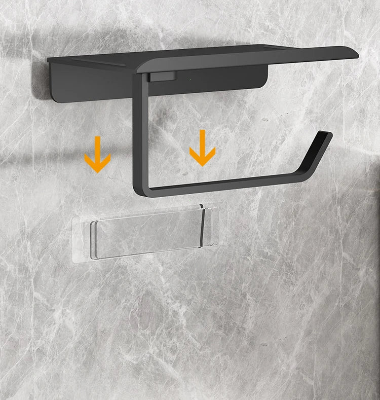 No Punching Toilet Paper Roll Holder Self Adhesive in Bathroom Tissue Paper Holder Plastic Easy Installation Paper Roll Holder