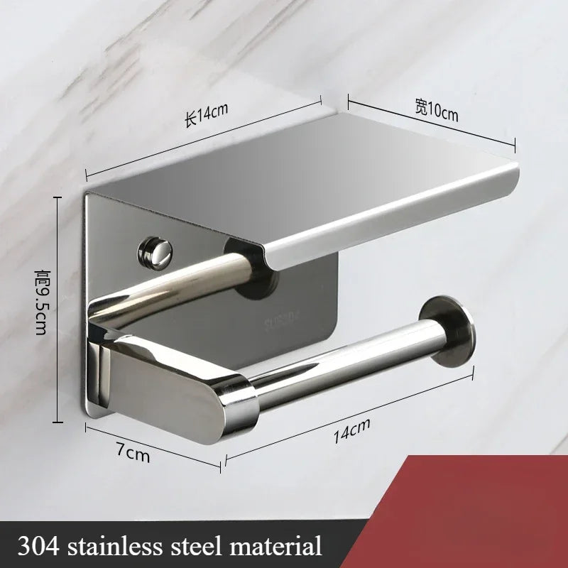 Bathroom 304 stainless steel tissue holder, two installation methods for toilet paper roll holder