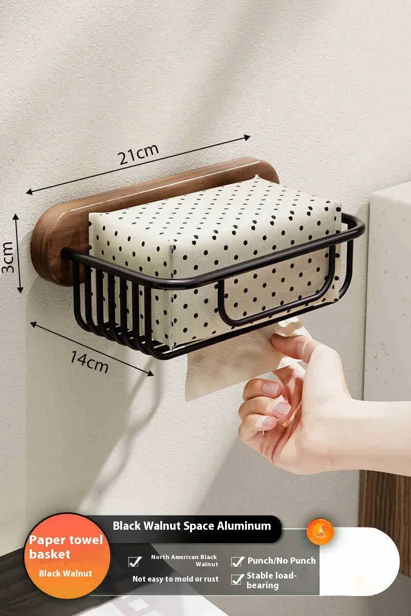 Walnut bathroom towel rack, high-end bath towel storage rack, bathroom shelf, bathroom pendant