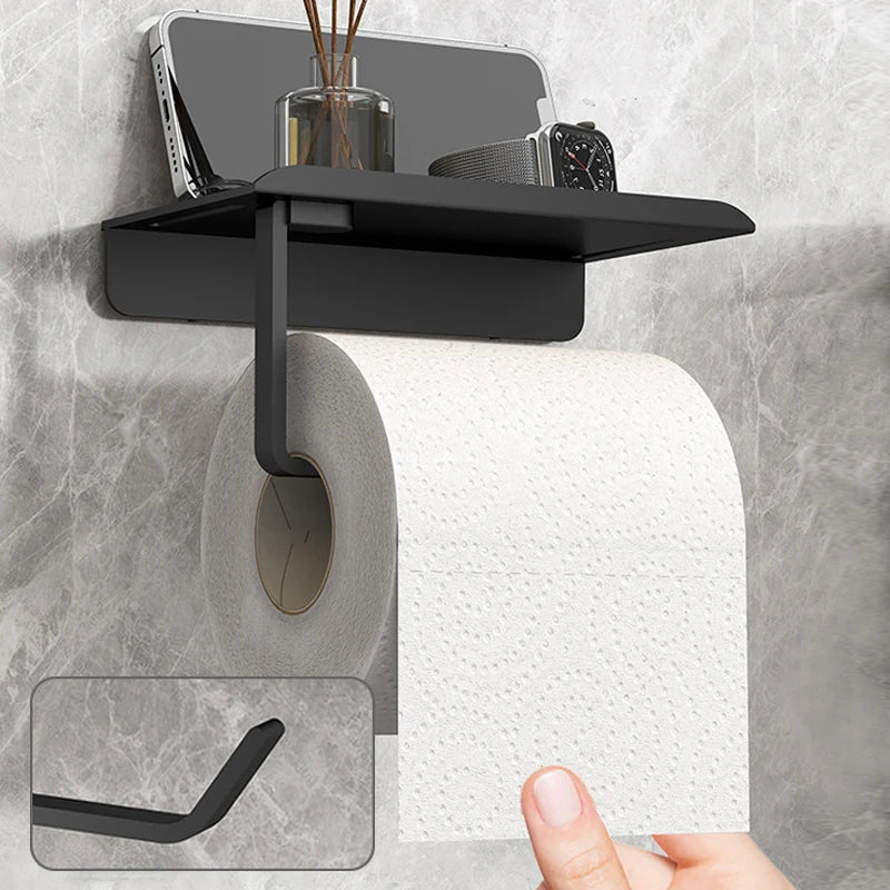 No Punching Toilet Paper Roll Holder Self Adhesive in Bathroom Tissue Paper Holder Plastic Easy Installation Paper Roll Holder