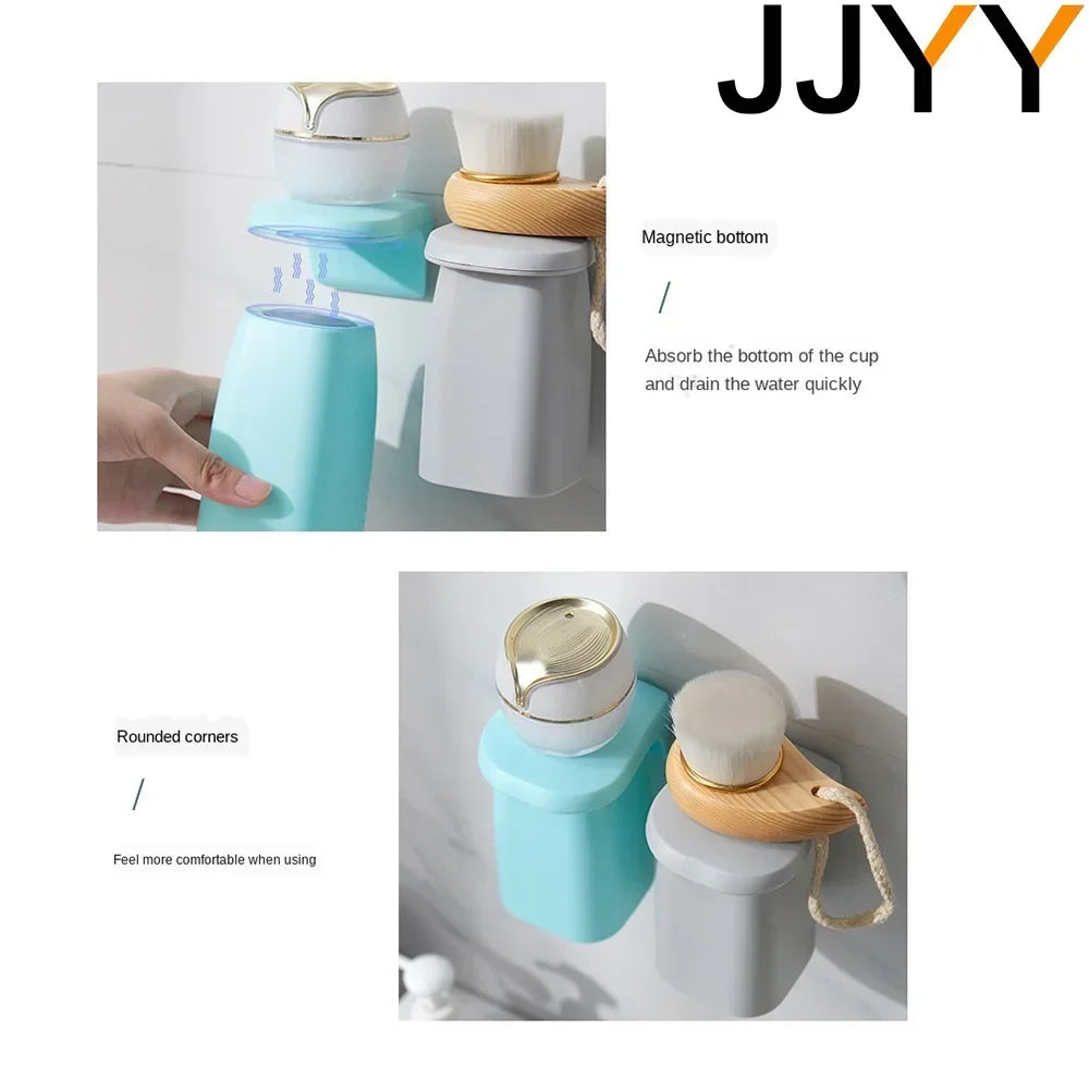 Creative Magnetic Mouthwash Cup Wall-Mounted Toothbrush Holder Bathroom Supplies Household Organizer 1PC