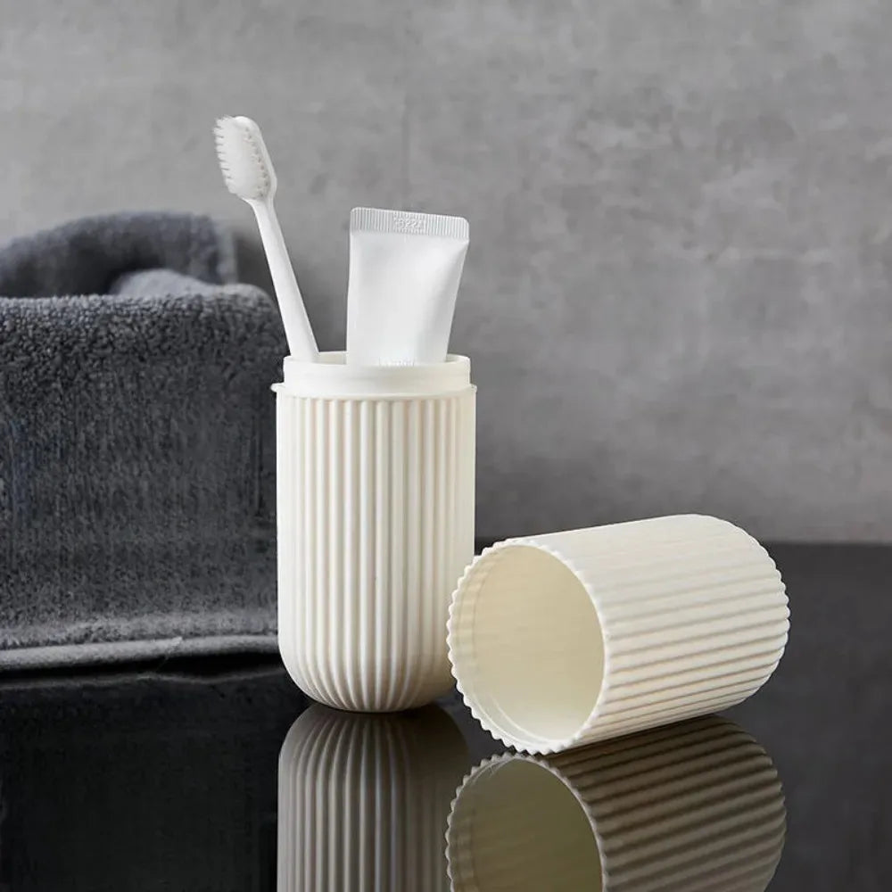 Portable Toothbrush Holder with Toothpaste Storage – Travel Bathroom Cup Case Organizer for Toiletries On-the-Go