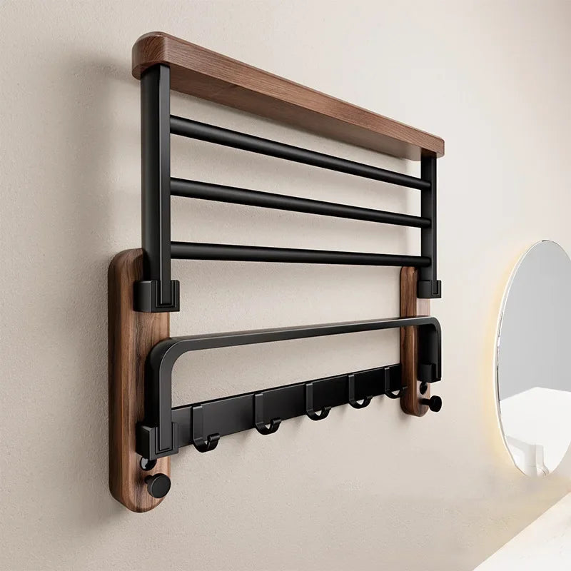 Walnut bathroom towel rack, high-end bath towel storage rack, bathroom shelf, bathroom pendant