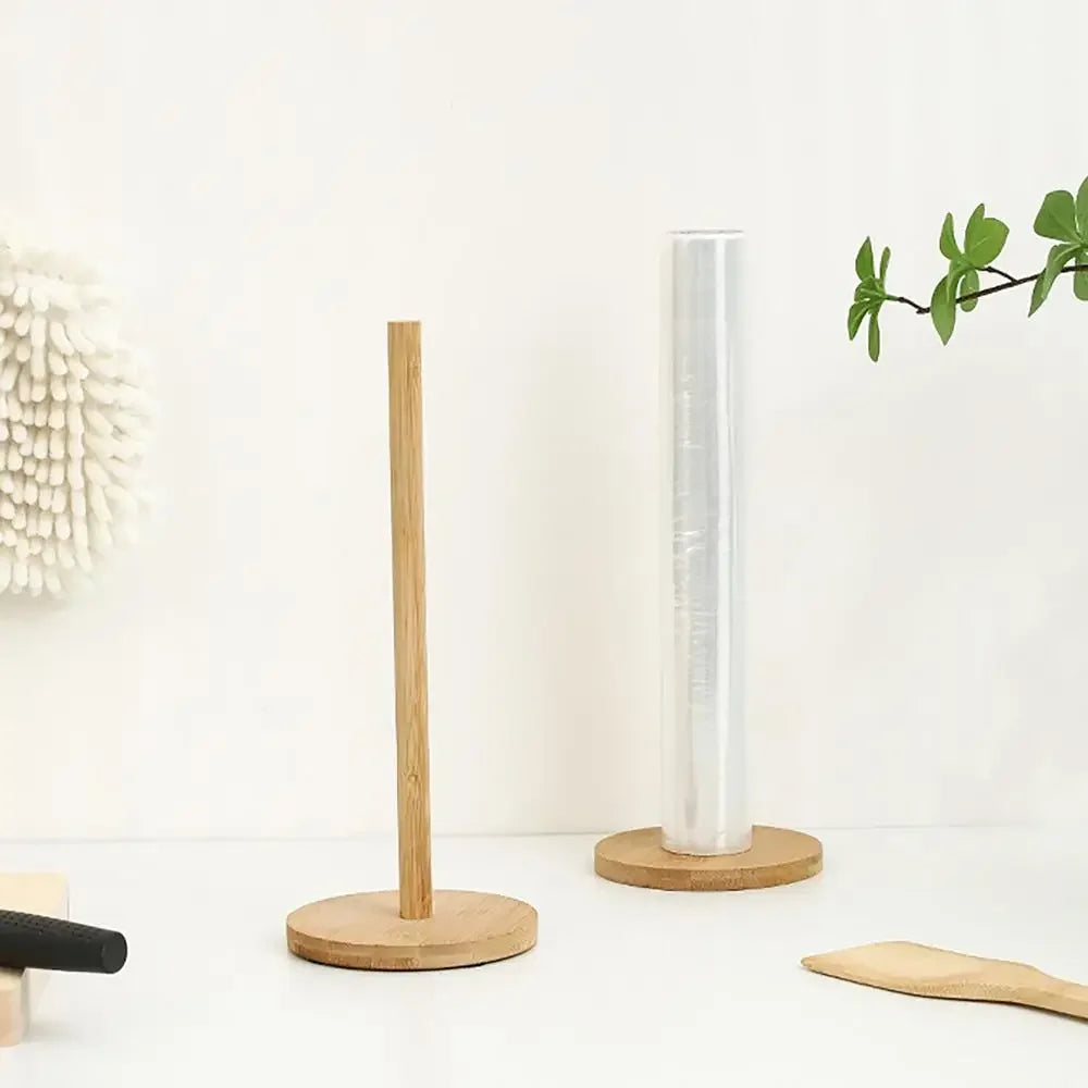 Wood Paper Towel Holder Durable Anti-Skid Tissue Vertical Stand Rack Hook For Kitchens Bathrooms Living Rooms Restaurant