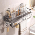YM Wall Mounted Bathroom Suction Cup Shelf Multi-Purpose Rack Towel Holder for Washbasin Kitchen Storage Organizer
